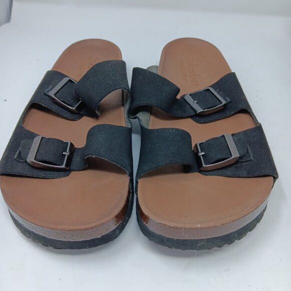 Skechers Luxe Foam Sandals USED SIZE 10 BLACK - Picture 2 of 4